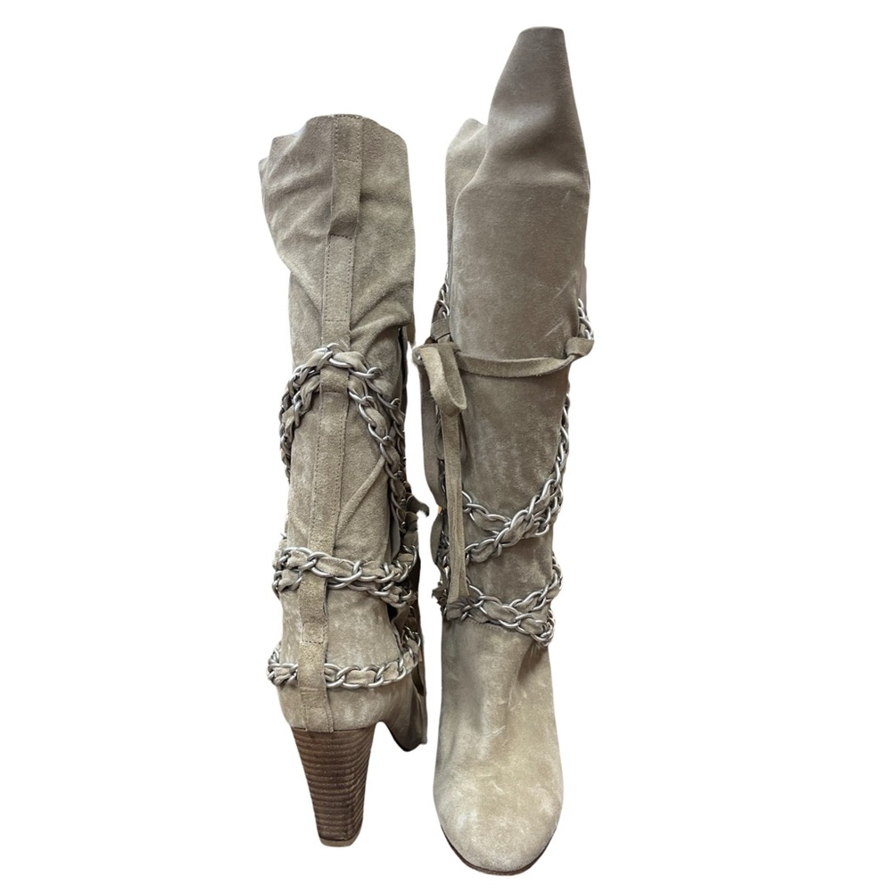 Isabel Marant Suede chain knee high heel boot